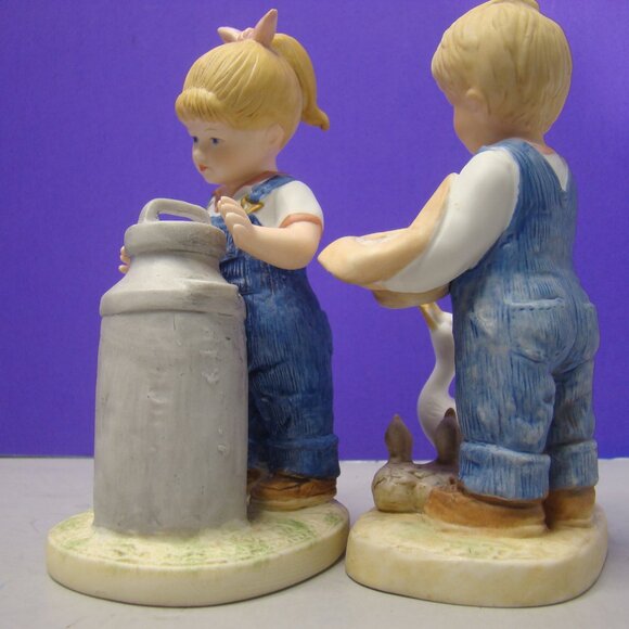 Vintage set of 1985 Denim Days #1509 and #1501 Pair Figurines Gathering kitten - Picture 6 of 16